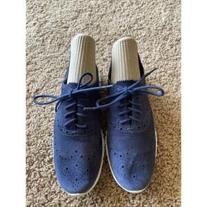 Cole Haan Zerogrand Blue Suede Lace Up Wingtip Athletic Shoes Sneakers Womens 6
